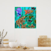 Süßwasser Aquarium Fischposter Poster (Küche)
