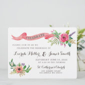 Süßwasserfarbe Blume mit Banner Einladung (Stehend Vorderseite)