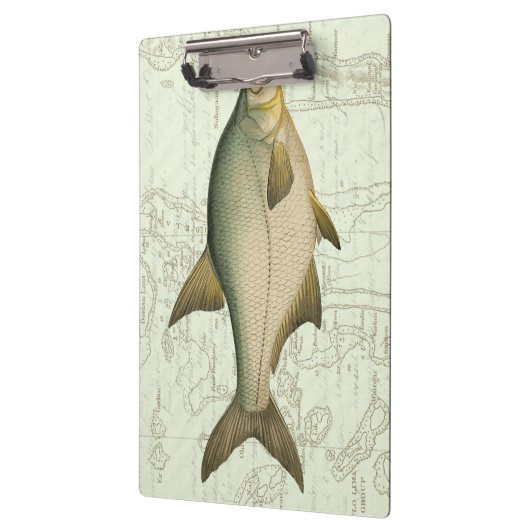 Süßwasserfisch auf Karte Klemmbrett (Links)
