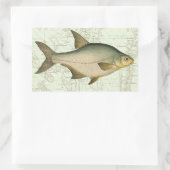 Süßwasserfisch auf Karte Rechteckiger Aufkleber (Tasche)