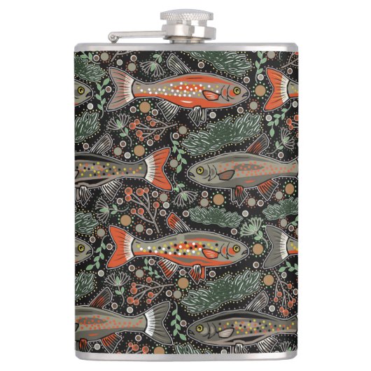 Süßwasserfisch, Stilvolles Design, Forelle, Fische Flachmann (Vorderseite)