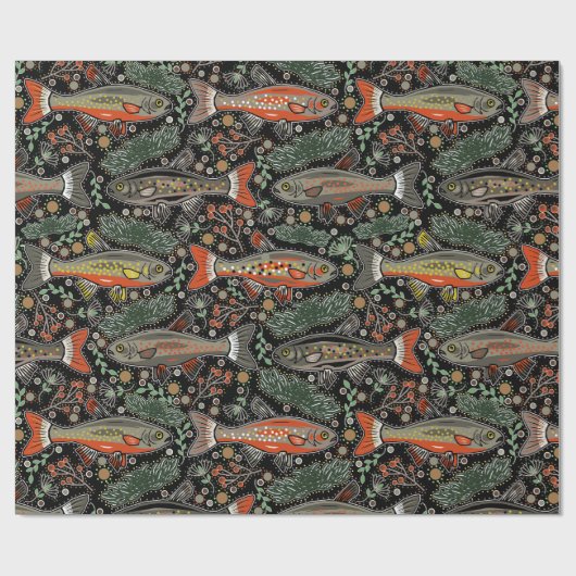 Süßwasserfisch, Stilvolles Design, Forelle, Fische Geschenkpapier (Flach)