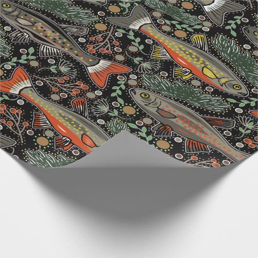 Süßwasserfisch, Stilvolles Design, Forelle, Fische Geschenkpapier (Ecke)