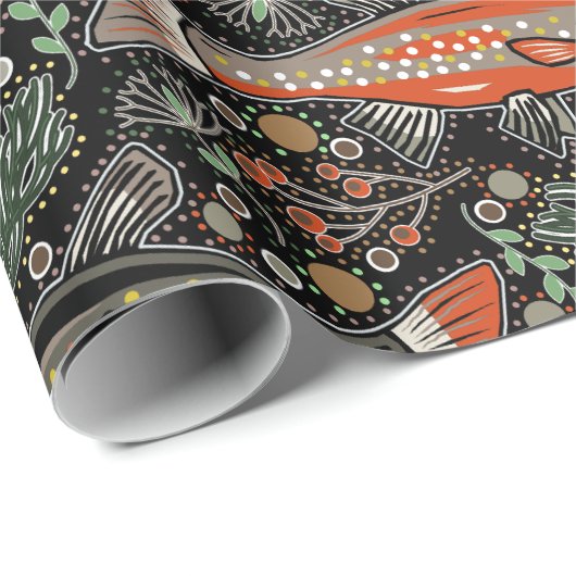 Süßwasserfisch, Stilvolles Design, Forelle, Fische Geschenkpapier (Rolleneckpunkt)