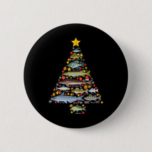 Süßwasserfischarten Weihnachtsbaum Angeln Xma Button