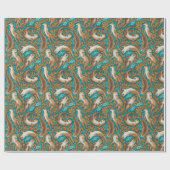 Süßwasserschwimmer in Aquamarin und Orange Gouache Geschenkpapier (Flach)