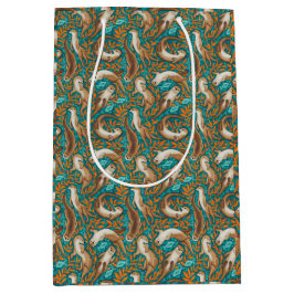 Süßwasserschwimmer in Aquamarin und Orange Gouache Mittlere Geschenktüte