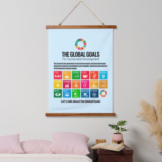 Sustainability Goals Motivational Inspiring Gifts Wandteppich Mit Holzrahmen (Schlafzimmer)