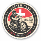 Susten Pass | Schweiz | Motorrad Aufkleber (Vorderseite)