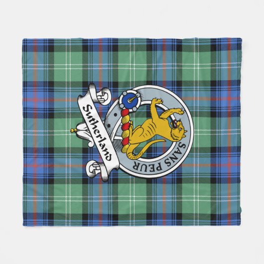 Sutherland Alte Antike Clan Abzeichen Tartan Karie Fleecedecke (Vorderseite (Horizontal))
