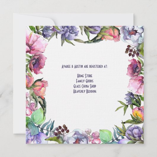 Sutherland Alte Blume und Aquarellen Einladung (Rückseite)