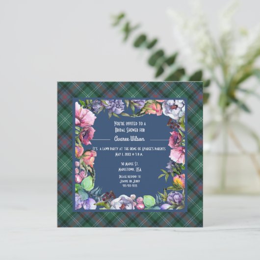 Sutherland Alte Blume und Aquarellen Einladung (Stehend Vorderseite)