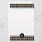 Sutherland Clan Ancient Tartan Tan Kariert Monogra Briefpapier (Vorne/Hinten)