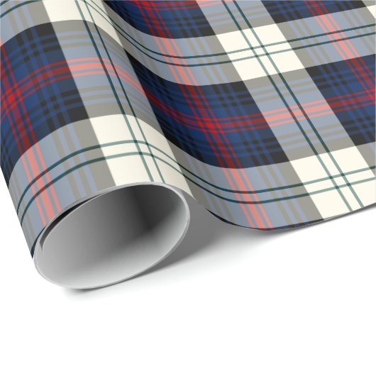 Sutherland Clan Dress Tartan Blau und Weiß Kariert Geschenkpapier (Rolleneckpunkt)