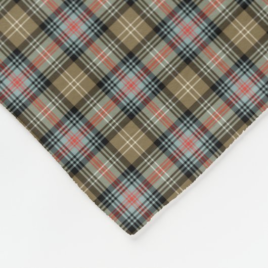 Sutherland Clan Tan und Black Ancient Tartan Fleecedecke (Ecke)