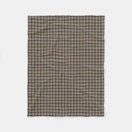 Sutherland Clan Tan und Black Ancient Tartan Fleecedecke (Vorderseite)