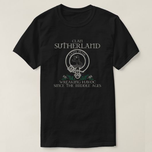 Sutherland Clan Wappen Schottischer Nachname Tarta T-Shirt (Design vorne)