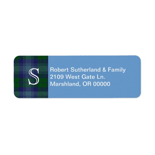 Sutherland Kariert Accent Custom Address Label (Vorne)