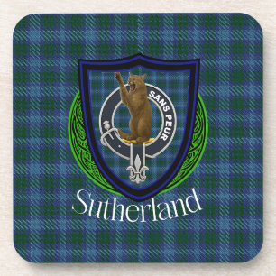 Sutherland-Schottischer-Clan-Tartan & -Wappen Getränkeuntersetzer