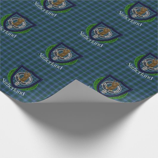Sutherland Scottish Clan Tartan & Crest Geschenkpapier (Ecke)