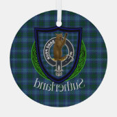 Sutherland Scottish Clan Tartan & Crest Ornament Aus Glas (Rückseite)