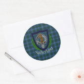 Sutherland Scottish Clan Tartan & Crest Runder Aufkleber (Umschlag)