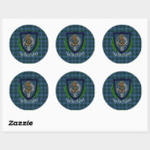 Sutherland Scottish Clan Tartan & Crest Runder Aufkleber (Blatt)