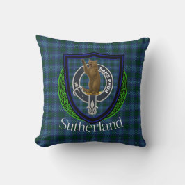 Sutherland Scottish Clan Tartan & Wappen Kissen