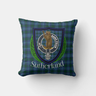 Sutherland Scottish Clan Tartan & Wappen Kissen
