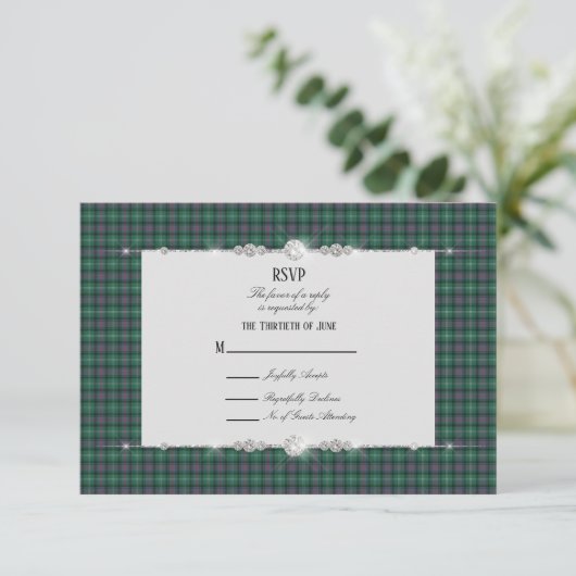 Sutherland Scottish Tartan UAWG RSVP Karte (Stehend Vorderseite)