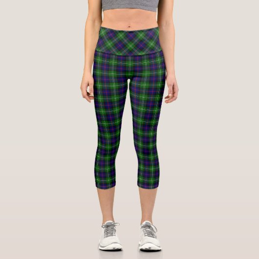 Sutherland Tartan Blau kariert Capri Leggings (Vorderseite)