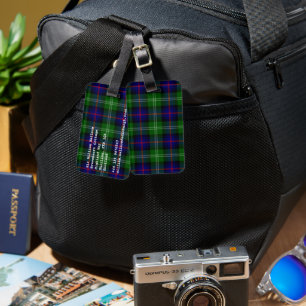 Sutherland Tartan Blau kariert Gepäckanhänger