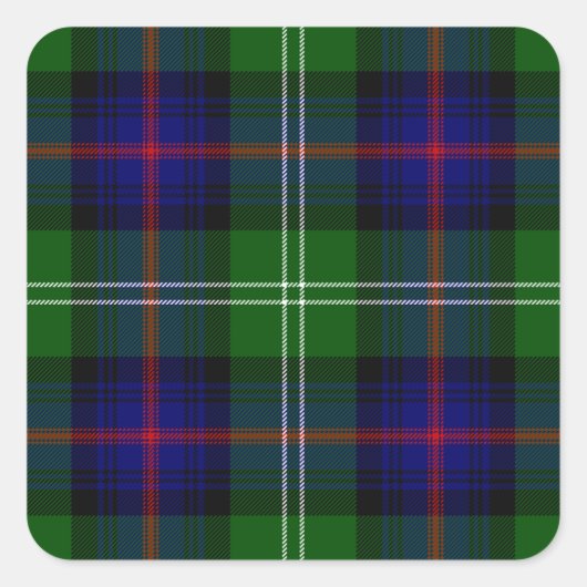 Sutherland Tartan Blau kariert Quadratischer Aufkleber (Vorderseite)