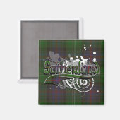Sutherland Tartan Grunge Magnet (Vorderseite/Rückseite)