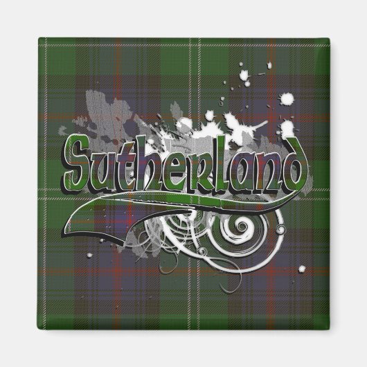 Sutherland Tartan Grunge Magnet (Vorne)