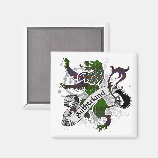 Sutherland Tartan Lion Magnet (Vorderseite/Rückseite)