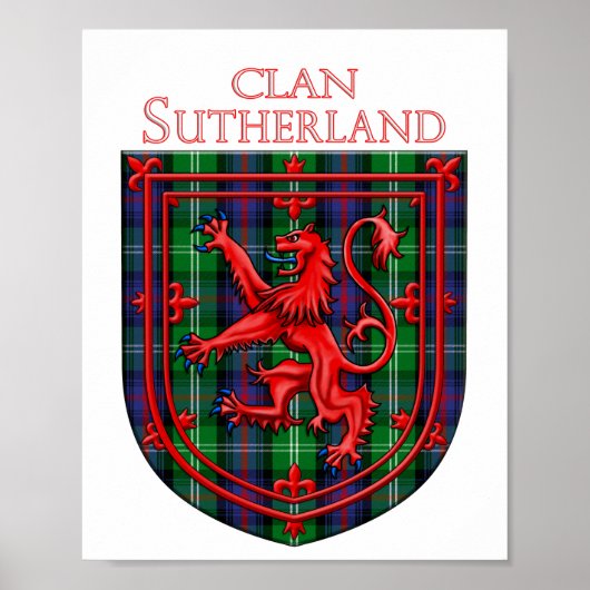 Sutherland Tartan Scottish Kariert Lion Rampant Poster (Vorne)