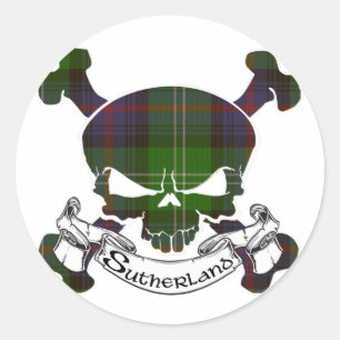 Sutherland Tartan Skull Runder Aufkleber