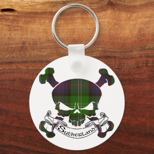 Sutherland Tartan Skull Schlüsselanhänger (Vorderseite)