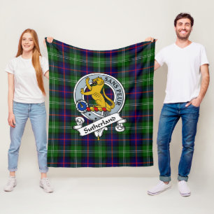 Sutherland Weathered Clan Abzeichen Tartan Kariert Fleecedecke