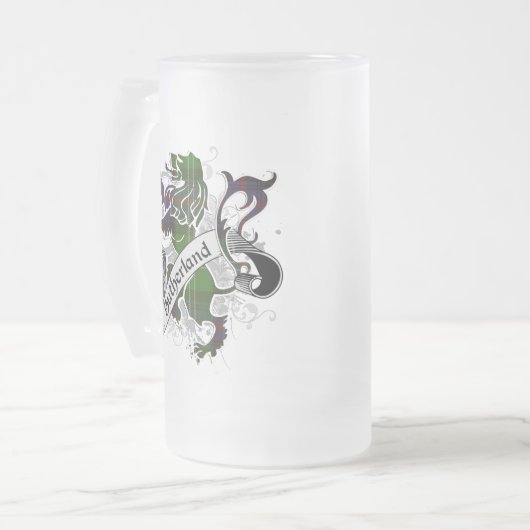 Sutherlandtartan-Löwe Mattglas Bierglas (Vorderseite Links)