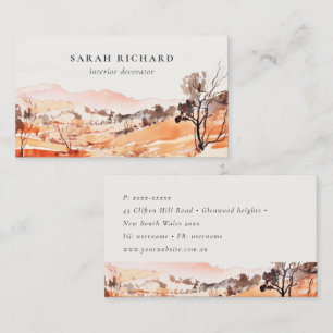 Sutle Blush Orange Aquarell Wald Berg  Visitenkarte