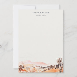 Sutle Blush Orange Aquarell-Wälder Berg Mitteilungskarte
