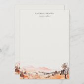 Sutle Blush Orange Watercolor Woods Mountain Mitteilungskarte (Vorne/Hinten)