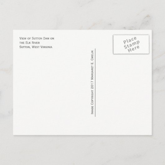 Sutton Dam am Elk River, Sutton, West Virgina Postkarte (Rückseite)