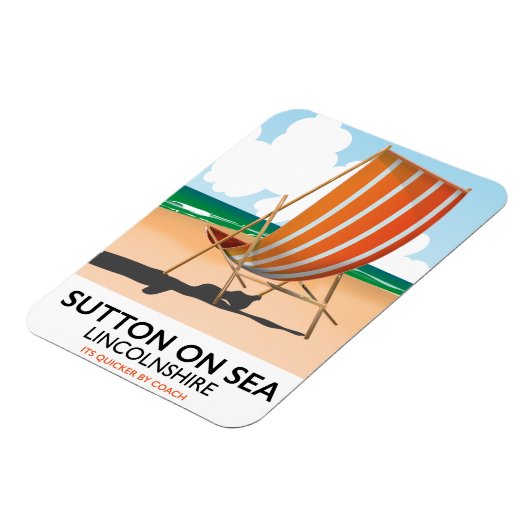 Sutton on Sea Seaside Reiseplakat. Magnet (Linke Seite)