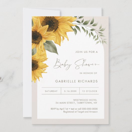 SUTTON Sonnenblume Babydusche Einladung (Vorderseite)