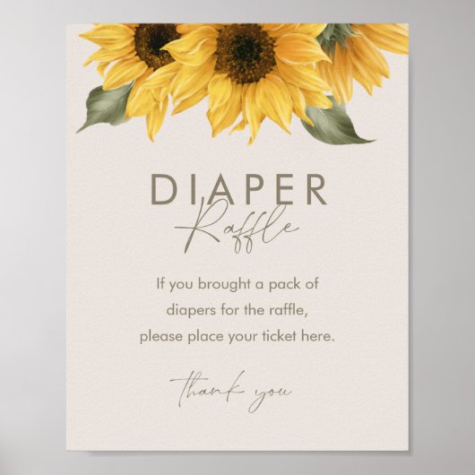 SUTTON Sonnenblumen Windeln Raffel-Zeichen Poster (Vorne)