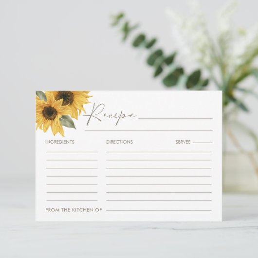 SUTTON Sonnenblumenrezeptkarte Begleitkarte (Stehend Vorderseite)