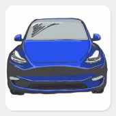 SUV-Fahrzeug mit blauer elektrischer Energie Zeich Quadratischer Aufkleber (Vorderseite)